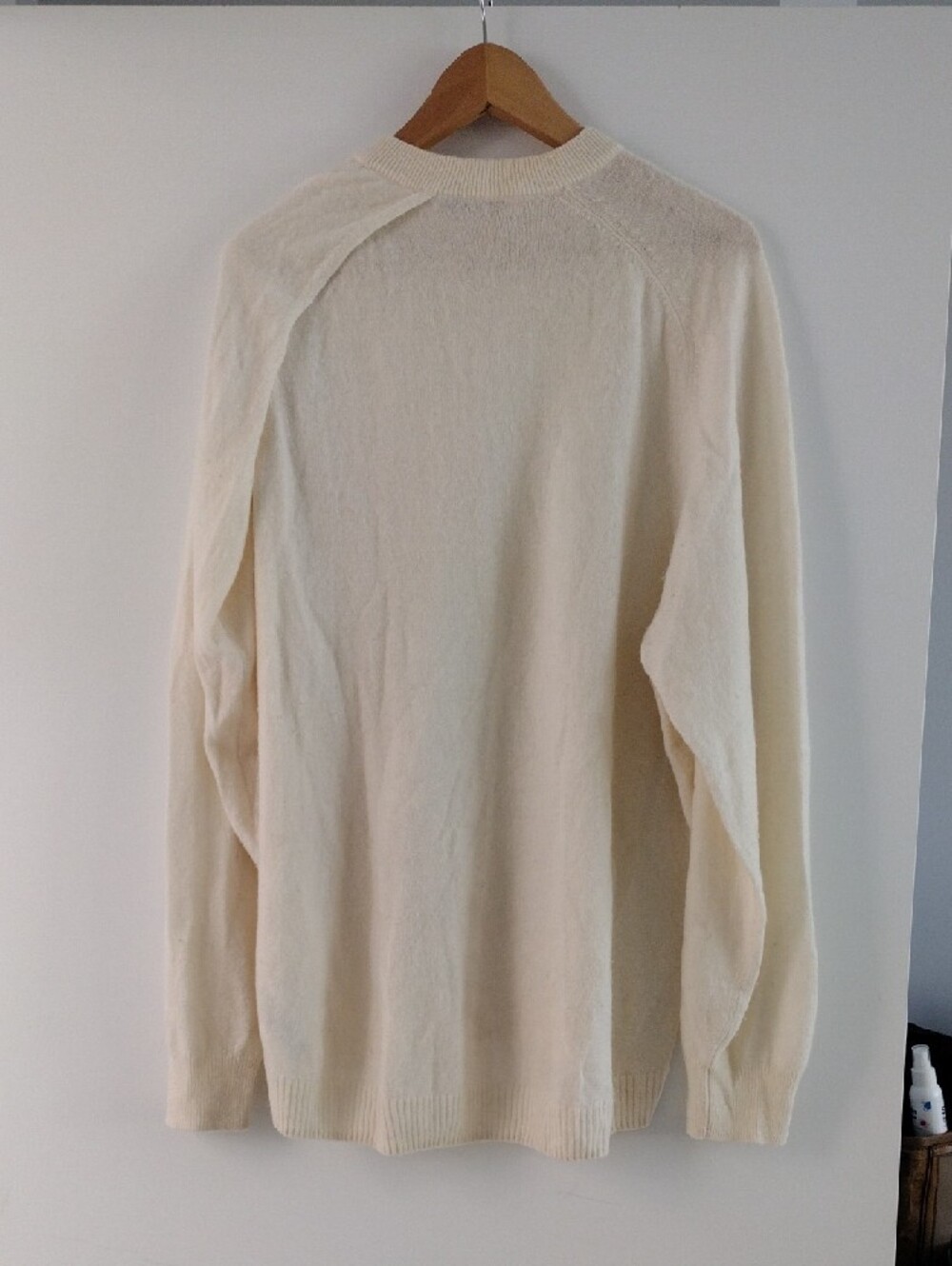 Tibi Cashmere Cutout Sleeve Tunic Pullover Sweater, Cream, Size L. GUC. - Picture 8 of 8